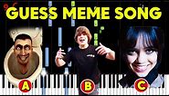 Guess The MEME SONG By PIANO #2 : | Skibidi Toilet, Wednesday, Mario....
