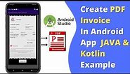 How to Create / make Pdf file in android studio | How To Generate PDF Invoice android example
