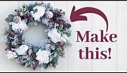 How to Make an EASY Flocked Christmas Wreath! Holiday Wreath Tutorial/ DIY Christmas Wreath
