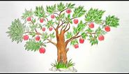 How to draw Apple Tree step by step ||very easy||