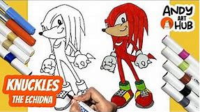 How to Draw Knuckles the Echidna | Sonic the Hedgehog | Step-by-Step Tutorial ✏️ - Andy Art Hub