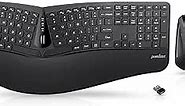 Perixx Periduo-605, Wireless Ergonomic Split Keyboard and Vertical Mouse Combo, Adjustable Palm Rest and Membrane Low Profile Keys, Black, US English Layout (11633)