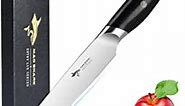Paring Knife 5 inch - Small Kitchen Knife/Ergonomic Handle, Sharp Utility Knife for Fruits,Vegetables and More - Forged Synergy by German Military Grade Composite Steel, Black
