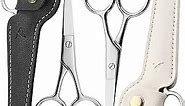 Precision Small Scissors with Leather Case - Ideal for Crafts, Beauty, and Travel (2Pcs)