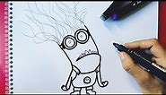 HOW TO DRAW KEVIN'S PURPLE MINION STEP BY STEP