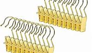 Amber Home 24 Pack Gold Boot Clips for Closet, Gold Boot Hangers with Hooks, Laundry Hooks, Clothes Pins, Portable Home Travel Hangers for Hat, Towels, Bras, Socks(Gold, 24 Pack)