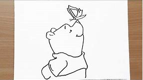 how to draw winnie the pooh with butterfly drawing|easy to draw it| simple methods to draw|