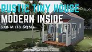 Rustic Blue Tiny House 3x6 m (18 sqm) with Modern Inside
