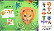 Roar! Make a 3D paper Lion mask. Instantly download an easy DIY Lion mask template from Happythought