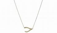 14k Yellow Gold Sideways Wishbone Necklace, Adjustable 16