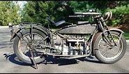 1924 Henderson 4 Cylinder Motorcycle Running.