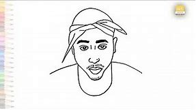 Tupac Shakur easy outline sketch | Portrait easy drawings | How to draw Tupac Shakur very easy