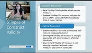 5 Types of Construct Validity (Face, Content, Criterion, Convergent, Discriminant)- Research Methods