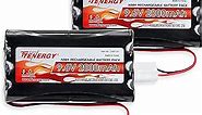 Tenergy 2Pack 9.6V Flat NiMH Battery Packs for RC Car, High Capacity 8-Cell 2000mAh Rechargeable Battery Pack, Replacement Hobby Battery Pack with Standard Tamiya Connectors