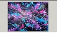 Sponge Painting a Galaxy and Stars with Acrylic Paint - Acrylic Painting Demonstration