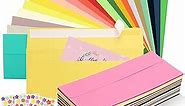 100 PCS Colorful Envelopes, 10 Business Mailing Envelopes Self Seal Square Flap, Colored Envelopes for Letter, Invitations, Office, Size 4 1/8 X 9 ½ Inch