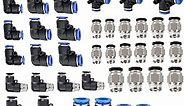 Hardkits Air Hose Fitting kit, 47 Pieces NPT Thread Push To Connect Fittings, Nylon Tubing 1/4, 3/8, 1/2 Inch Quick Connect Fittings, Air Line Fittings assortment kit