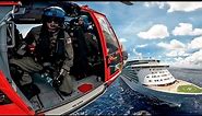 US Coast Guard MH-65 Dolphin Rescue Operation on a Cruise Ship @Defxofficials