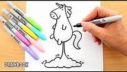 How to draw a Cute HILARIOUS UNICORN Easy!