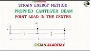 Strain Energy Method - Analysis of Propped Cantilever Beam ( Point Load in the Center )