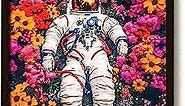 EXCOOL CLUB Space Astronaut Decor - 12x16 Cool Astronauts Poster, Space Wall Art for Kids, Spaceman Lying In Flowers Print for Boy Room, Space Pictures for Home Bedroom Decoration (UNFRAMED)