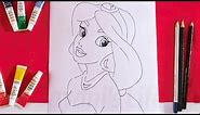 How to Draw Princess Jasmine - Disney's Aladdin | Easy Step by Step Drawing | Lesson for Kids