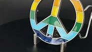 Vintage Peace Sign Rainbow Flag Belt Buckle Gurtelschnalle