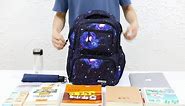 Armbq 3Pcs Galaxy Kids Backpack for Boys with Lunch Box Elementary Casual Bookbag Lightweight Water Resistant School Bags for Teens
