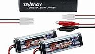 Tenergy 7.2V Battery Pack for RC Car, 3800mAh NiMH Flat Battery Packs 2-Pack w/Standard Tamiya Connector+6V-12V Universal Battery Charger for NiMH/NiCd Battery Packs for RC Hobbies, Airsoft Guns