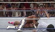 "Macho Man" Randy Savage delivers five Elbow Drops to Ultimate Warrior at WrestleMania VII