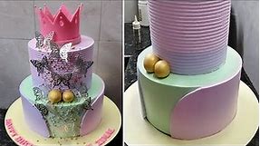 Baby Girl Birthday Cake |Crown Birthday Girl Cake |Baby princess Cake |Two Step Butterfly Theme Cake