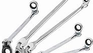 ABN 5pc Ratcheting Wrench Set - Ratchet Tools Double End Flex Head Replacement Tools for Metric Ratcheting Wrench Set