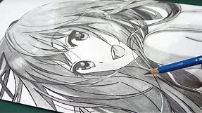 How To Draw Beautiful Anime Girl Using Only ONE Pencil [Anime Drawing For Beginners]
