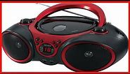 JENSEN CD-490 Portable Stereo CD Player with AM/FM Radio and Aux Line-In, Red and Black