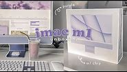 🖥 iMac m1 24’ purple 2021 unboxing 📦 + desk tour 🪴 (ASMR & aesthetic)