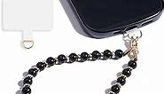 Lostars Marble Beaded Phone Wrist Strap,Detachable Cellphone Lanyard with Tether Tab,Hands-Free Wristlet Bracelet,Adjustable Phone Charm Grip for Women (Obsidian-Black, Stone)