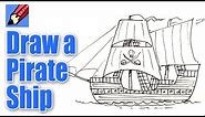 How to draw a Pirate Ship Real Easy