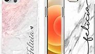 CasesByLorraine Custom Marble Print Case Compatible with iPhone 13 Pro Max Case 6.7-inch 2021, Custom Name Personalized TPU Flexible Soft Rubber Silicone Case Slim Phone Cover for iPhone 13 Pro Max