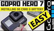 How to Install SD Card in GoPro Hero 7 including Fitting Battery.