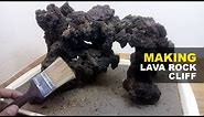 How to make artificial stone cliff for aquascape decoration from Lava Rock and moss