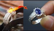 make blue sapphire engagement ring - handmade jewelry