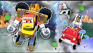There’s a huge STORM! Help, SUPER ROBOT and RESCUE TEAM! - Robot & Police Car Transform