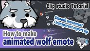 CLIP STUDIO TUTORIAL - How to make animated wolf emote [include transparent export tip]