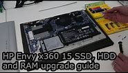 HP Envy x360 15 SSD, HDD and RAM Upgrade Guide