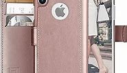 LUPA iPhone X Wallet Case -Slim & Lightweight iPhone X Flip Case with Credit Card Holder - iPhone 10 Wallet Case For Women & Men - Faux Leather i phone Xs Purse Cases with Magnetic Closure – Rose Gold