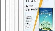 MaxGear Acrylic Sign Holder 11 x 17 Sign Holders Plastic Frames Clear Frame 11x17 Wall Mount Sign Holder Wall Sign Holder with Double-Sided Tape, for Plexiglass, Flyer, Poster, Door, Document, 6 Pack
