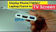 Phone/Tablet/Gadget to TV - USB Type-C to HDMI 4K Adapter Hub Data, Charging 3 Port - TESTED