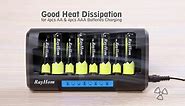 AA Rechargeable Batteries with Charger - 8 Bay Smart LCD AA AAA Ni-MH Ni-Cd Battery Charger with AA Rechargeable Batteries 1.2V 2800mAh (8 Pack)