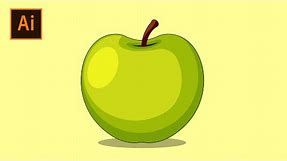 How To Draw a Green Apple Easily | Fruit Vector Art Tutorial For Beginners | Adobe Illustrator CC