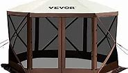 VEVOR Gazebo Screen Tent, 12 x 12 ft, 6 Sided Pop-up Camping Canopy Shelter Tent with Mesh Windows, Portable Carry Bag, Ground Stakes, Large Shade Tents for Outdoor Camping, Lawn and Backyard